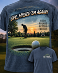 Golf — Near-Miss Putt artwork preview; garment shown is a concept mockup, final Hoodie placement pending