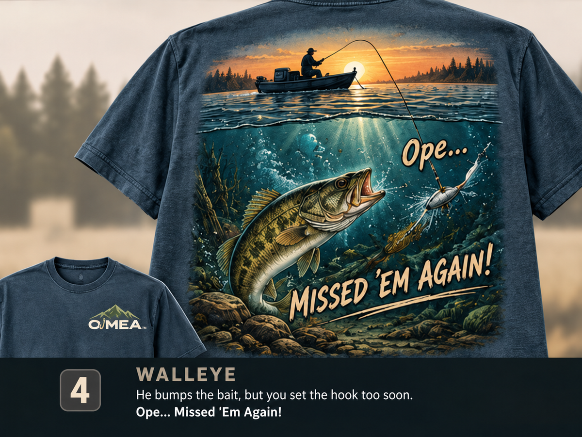 Walleye — Missed Bait artwork preview; garment shown is a concept mockup, final Hoodie placement pending
