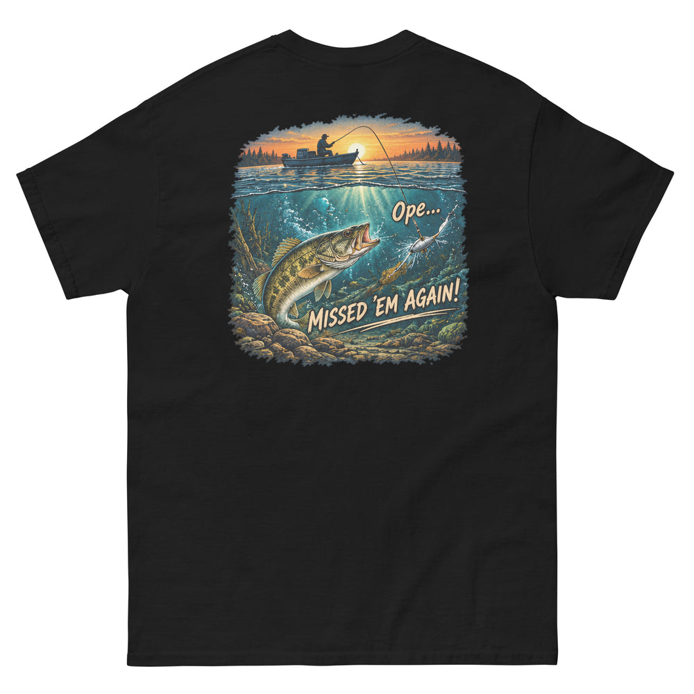 O’MEA™ Walleye — Missed Bait — Classic Tee, black, back #color_black