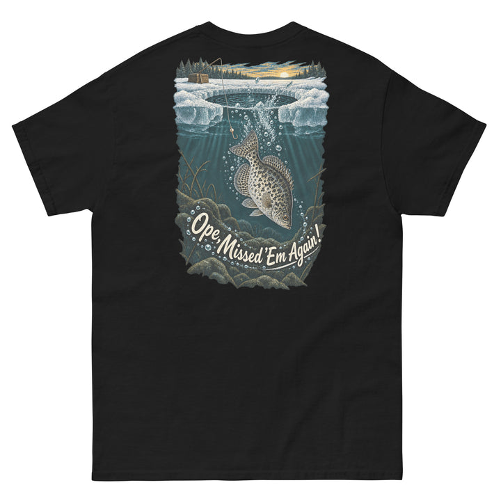 O’MEA™ Crappie — Back Down the Hole — Classic Tee, black, back 