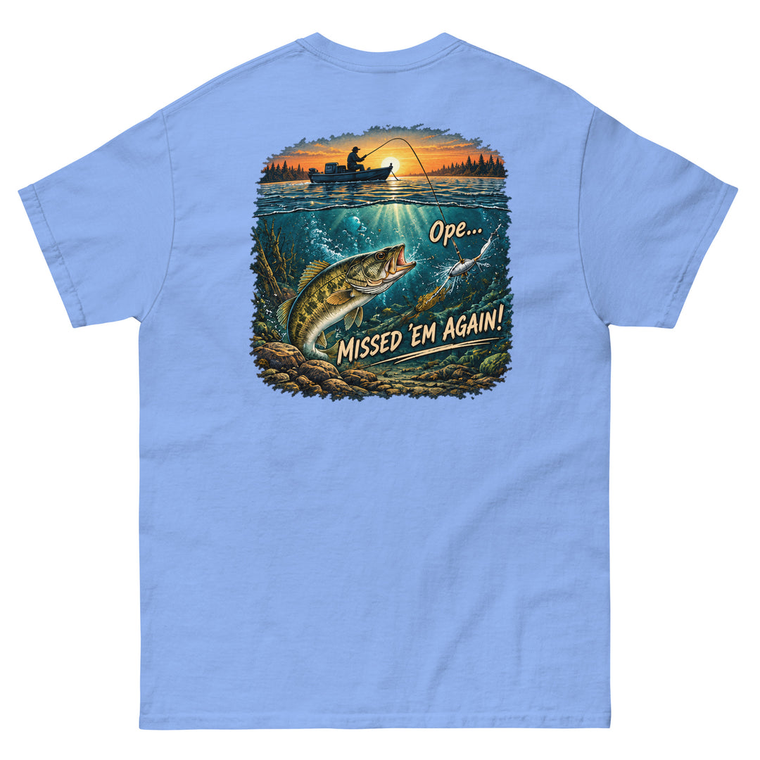 O’MEA™ Walleye — Missed Bait — Classic Tee, carolina blue, back 