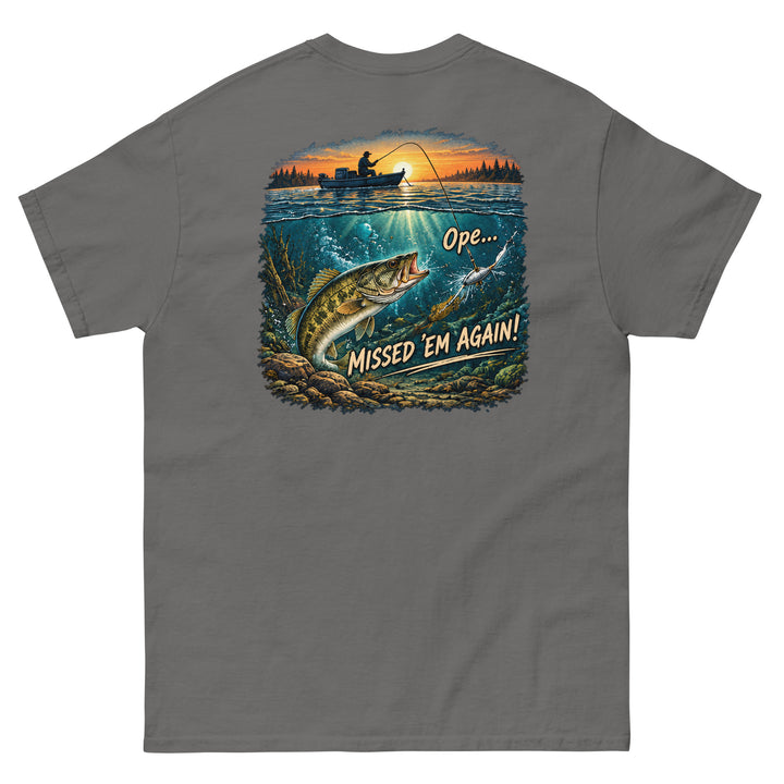 O’MEA™ Walleye — Missed Bait — Classic Tee, charcoal, back 