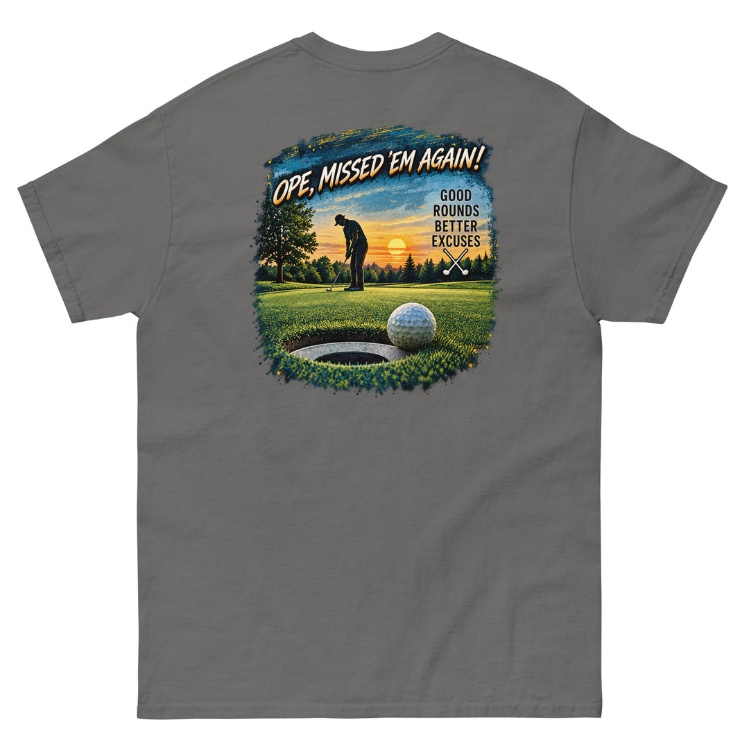 O’MEA™ Golf — Near-Miss Putt — Classic Tee, charcoal, back 
