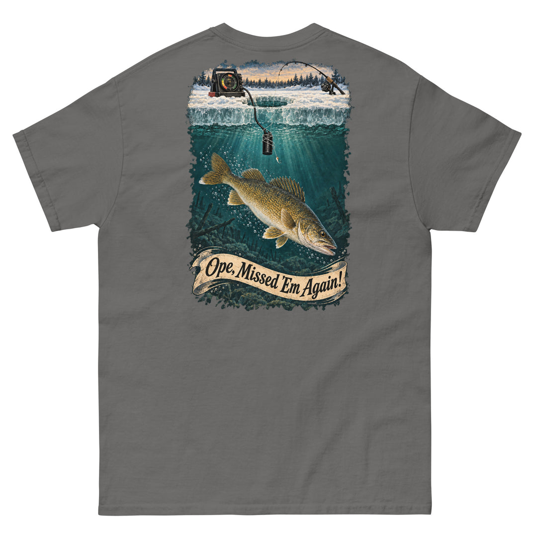 O’MEA™ Walleye — Sonar Tangle — Classic Tee, charcoal, back 
