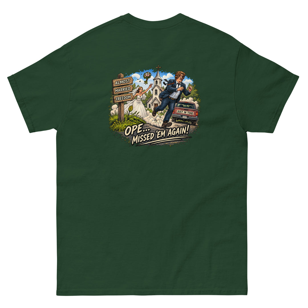 O’MEA™ Almost Married — Classic Tee, forest green, back 