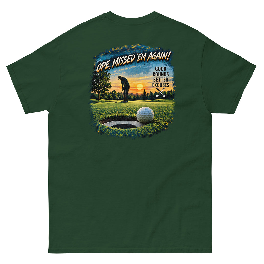 O’MEA™ Golf — Near-Miss Putt — Classic Tee, forest green, back 
