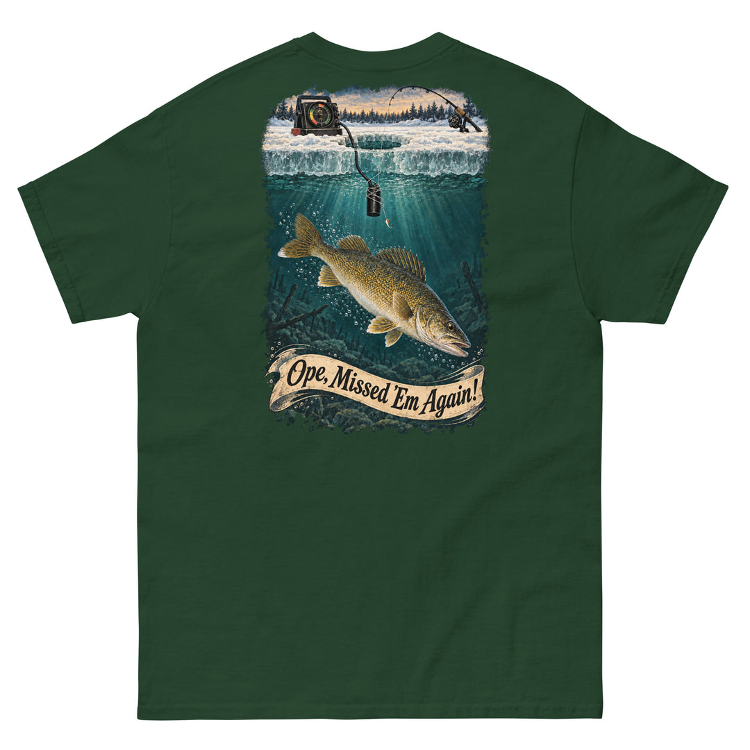 O’MEA™ Walleye — Sonar Tangle — Classic Tee, forest green, back 