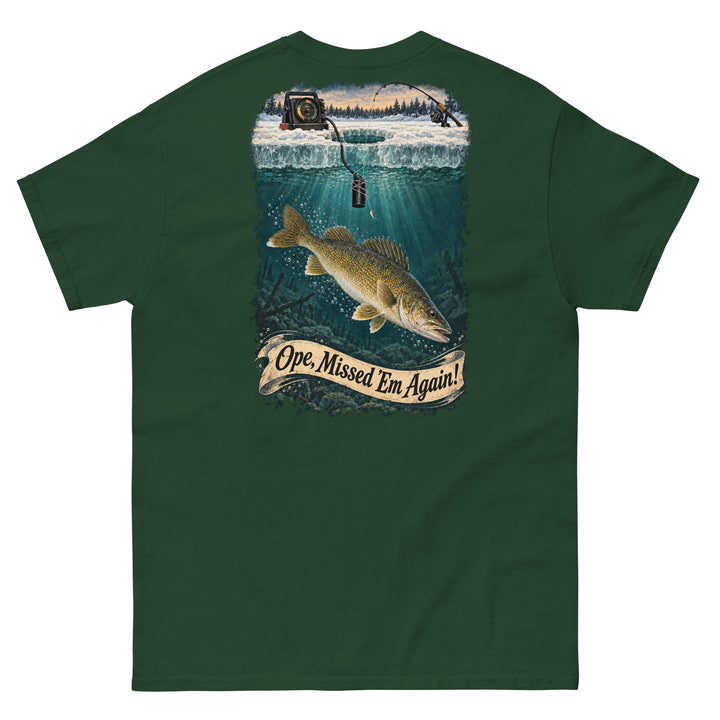 O’MEA™ Walleye — Sonar Tangle — Classic Tee, forest green, back 