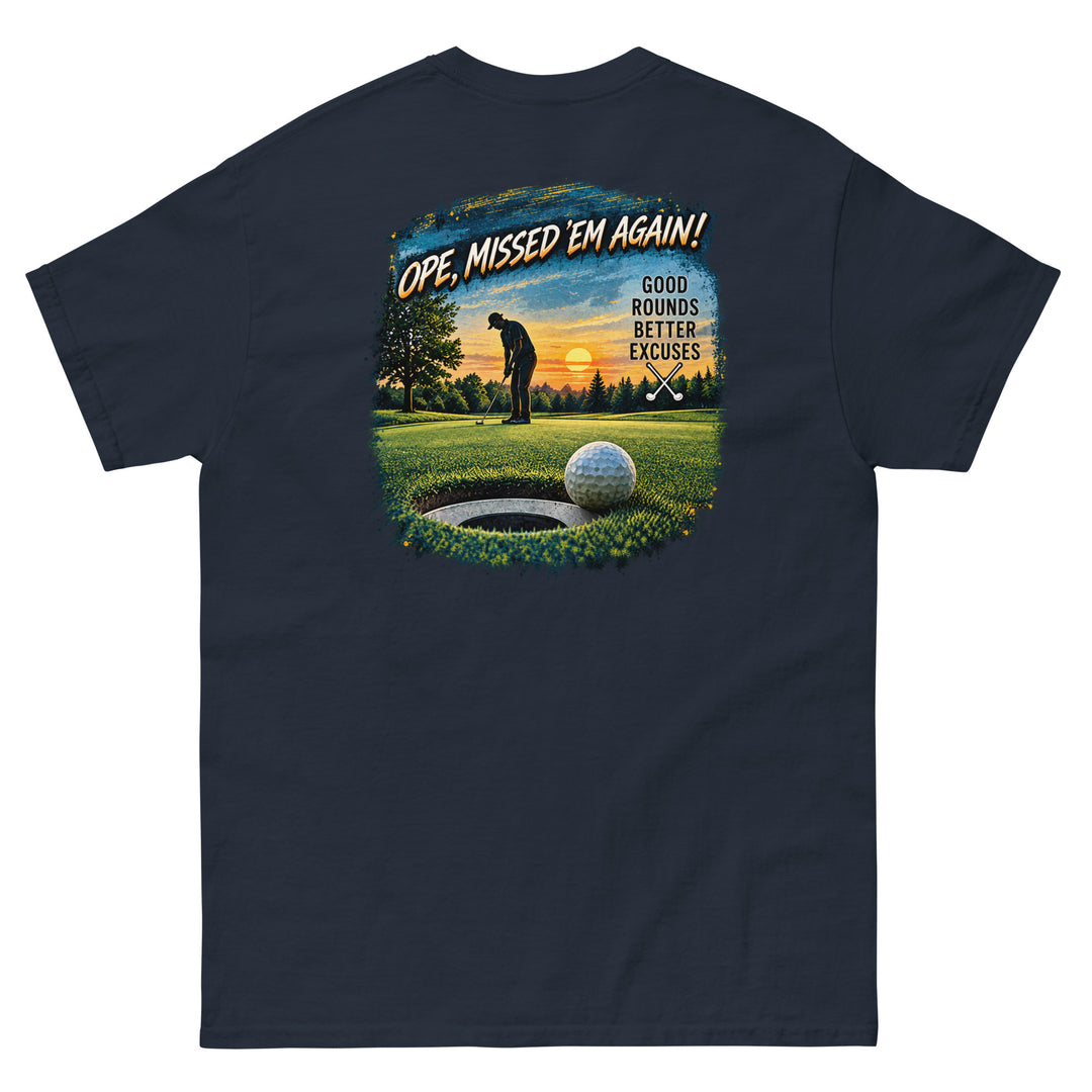 O’MEA™ Golf — Near-Miss Putt — Classic Tee, navy, back 