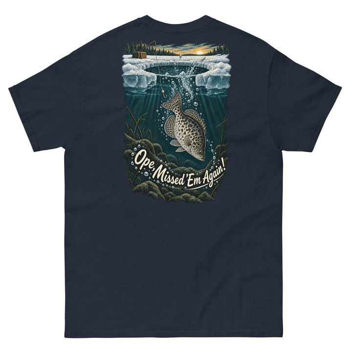 O’MEA™ Crappie — Back Down the Hole — Classic Tee, navy, back 