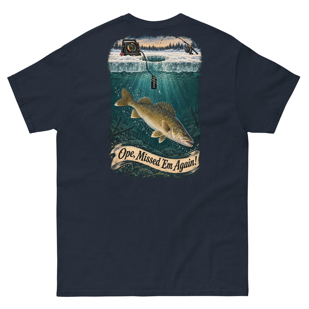 O’MEA™ Walleye — Sonar Tangle — Classic Tee, navy, back 