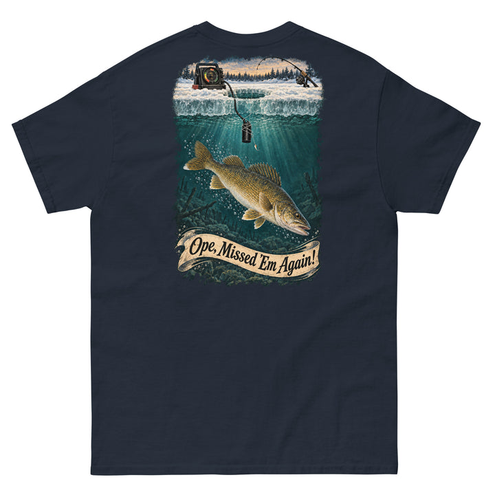 O’MEA™ Walleye — Sonar Tangle — Classic Tee, navy, back 