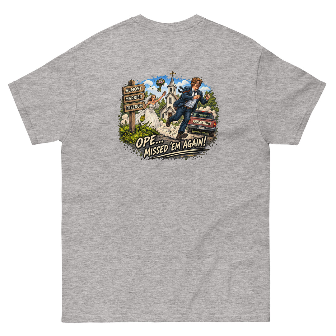 O’MEA™ Almost Married — Classic Tee, sport grey, back 