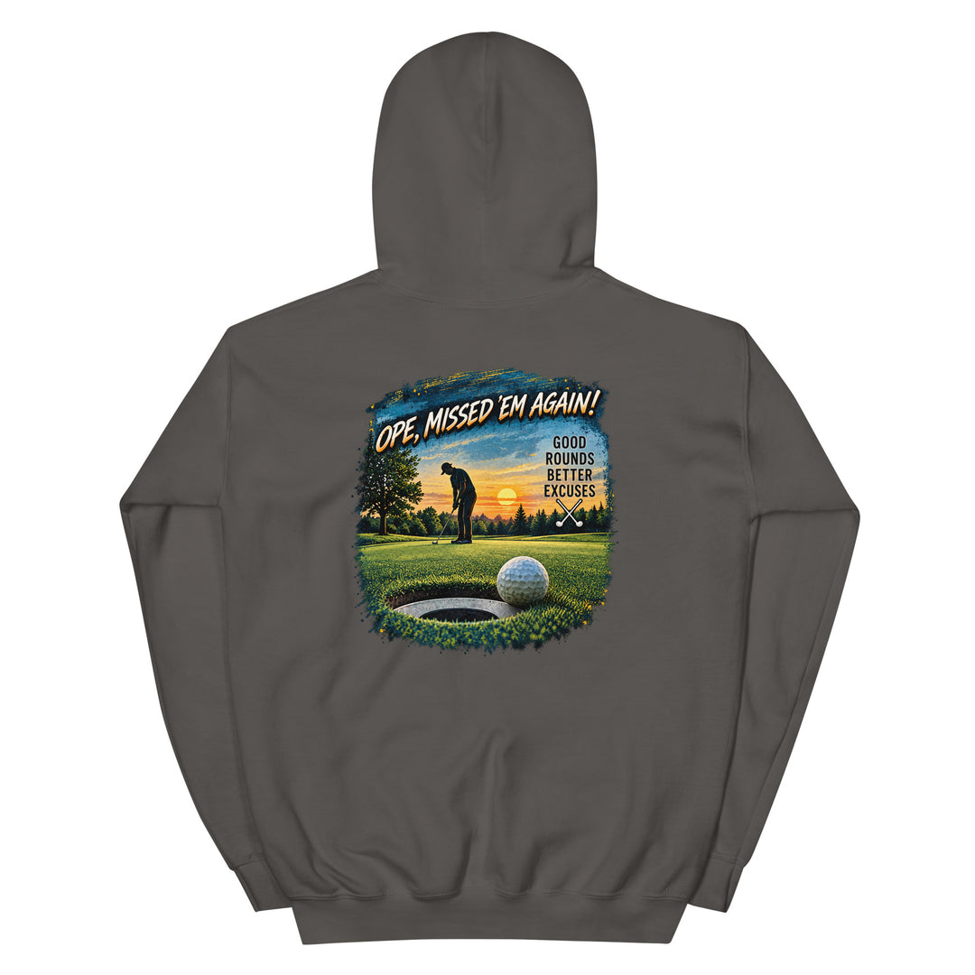 O’MEA™ Golf — Near-Miss Putt — Hoodie, charcoal, back 