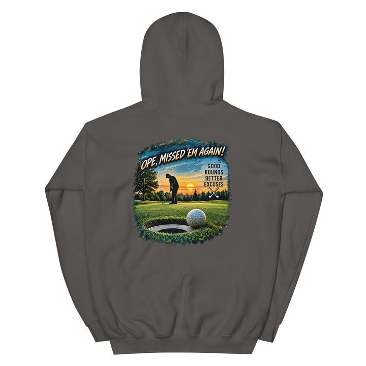 O’MEA™ Golf — Near-Miss Putt — Hoodie, charcoal, back 