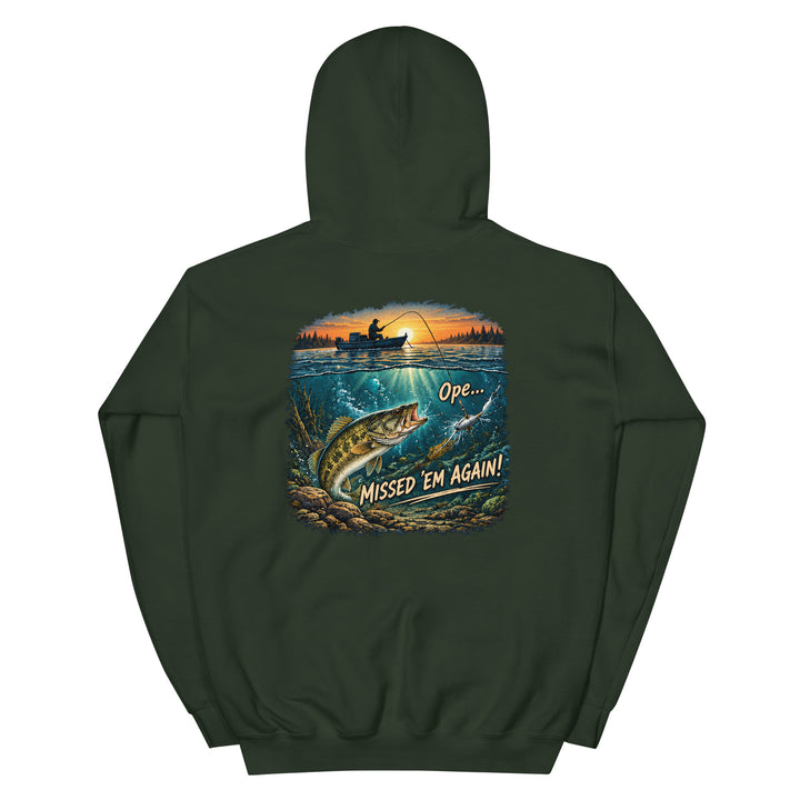 O’MEA™ Walleye — Missed Bait — Hoodie, forest green, back 