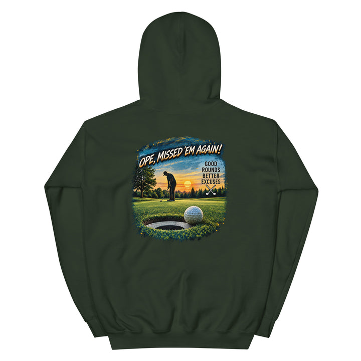 O’MEA™ Golf — Near-Miss Putt — Hoodie, forest green, back 