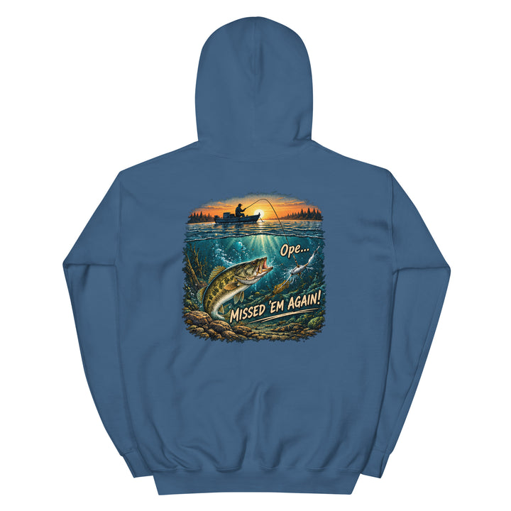 O’MEA™ Walleye — Missed Bait — Hoodie, indigo blue, back 
