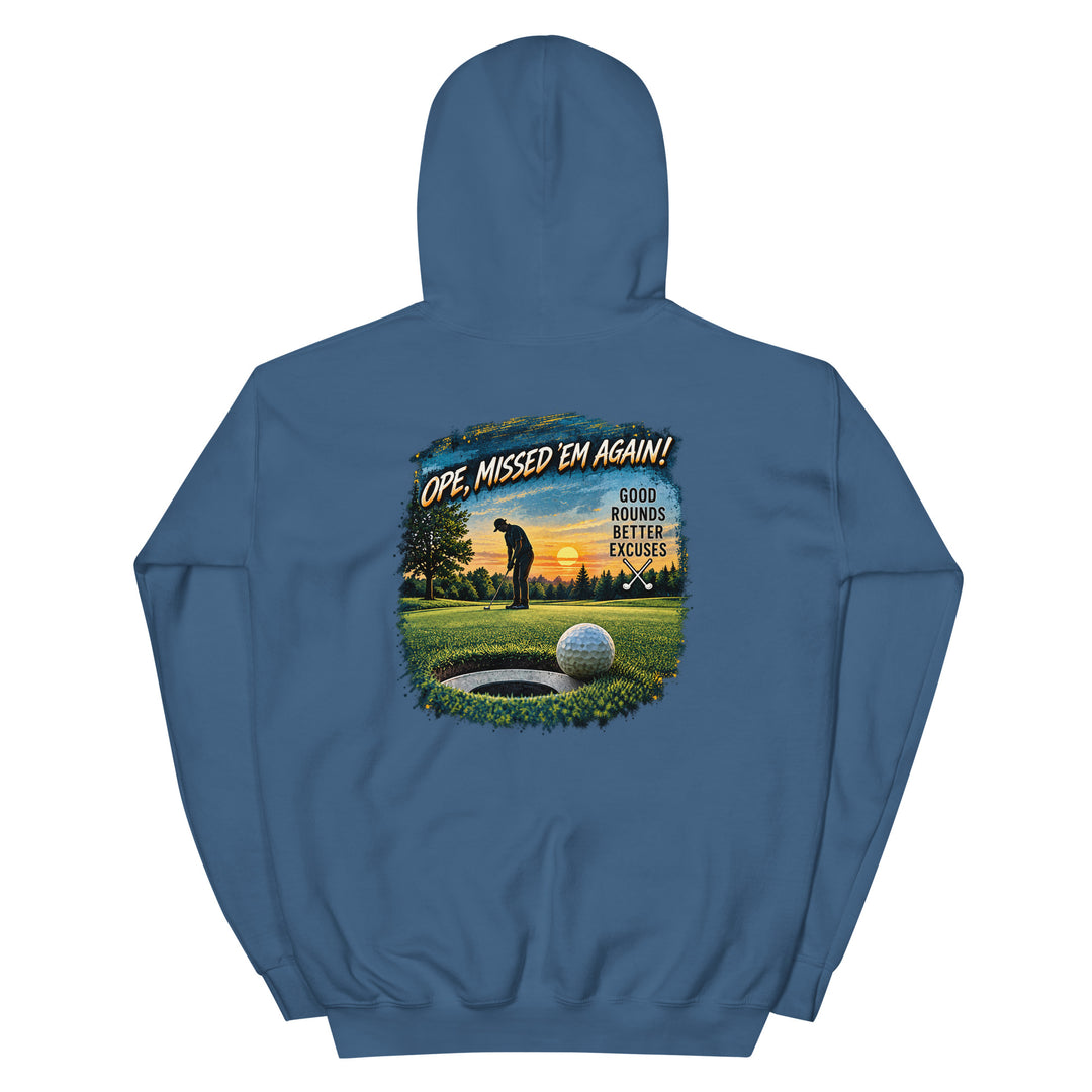 O’MEA™ Golf — Near-Miss Putt — Hoodie, indigo blue, back 