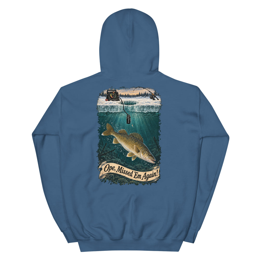 O’MEA™ Walleye — Sonar Tangle — Hoodie, indigo blue, back 