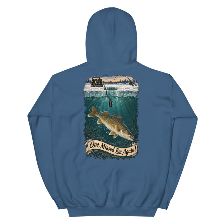 O’MEA™ Walleye — Sonar Tangle — Hoodie, indigo blue, back 