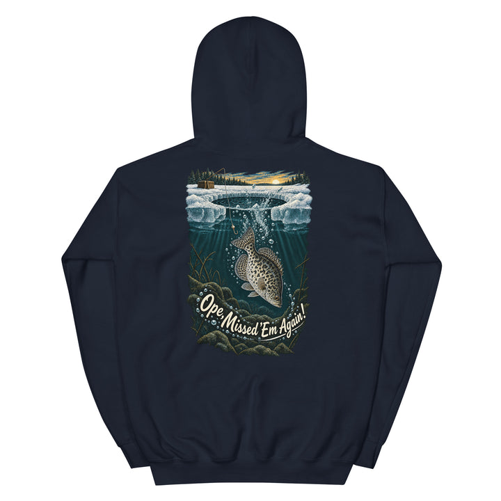 O’MEA™ Crappie — Back Down the Hole — Hoodie, navy, back 