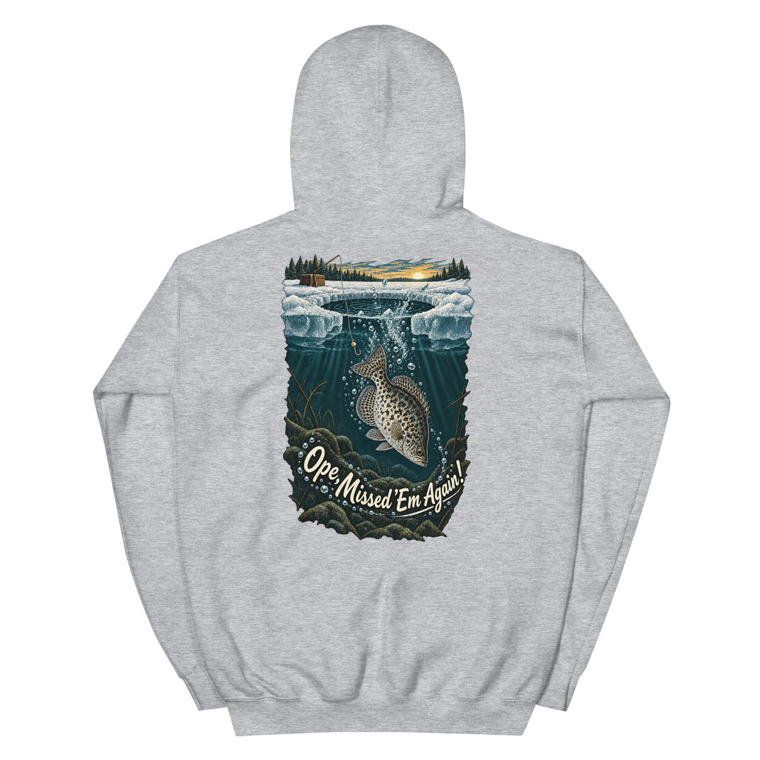 O’MEA™ Crappie — Back Down the Hole — Hoodie, sport grey, back 