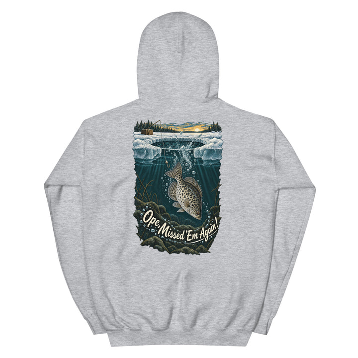 O’MEA™ Crappie — Back Down the Hole — Hoodie, sport grey, back 