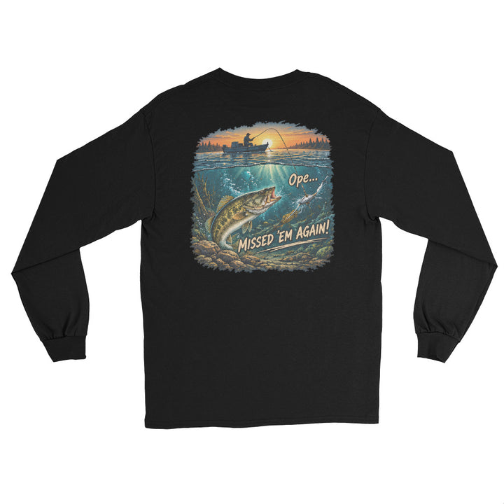 O’MEA™ Walleye — Missed Bait — Long Sleeve, black, back 