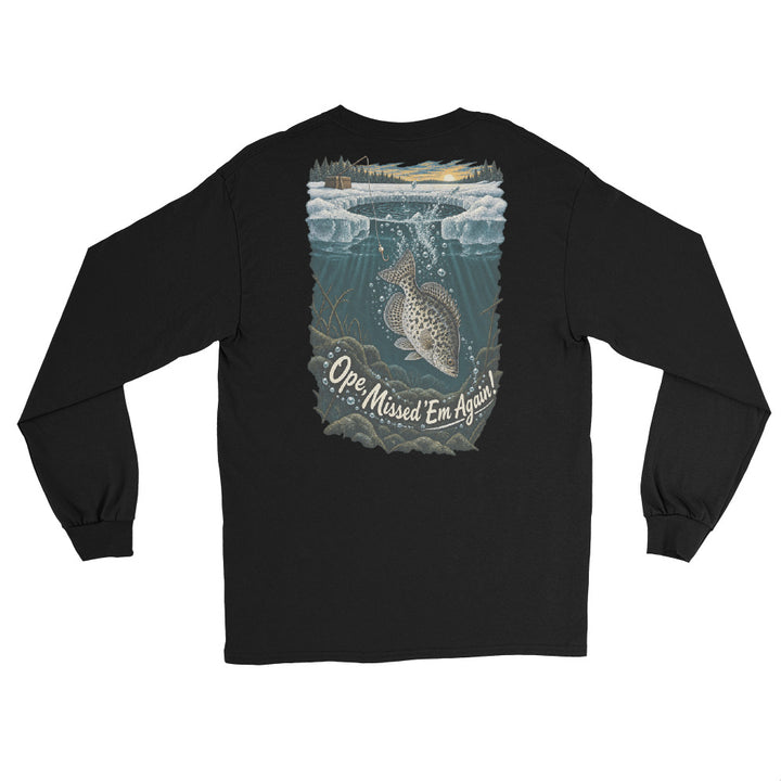 O’MEA™ Crappie — Back Down the Hole — Long Sleeve, black, back 