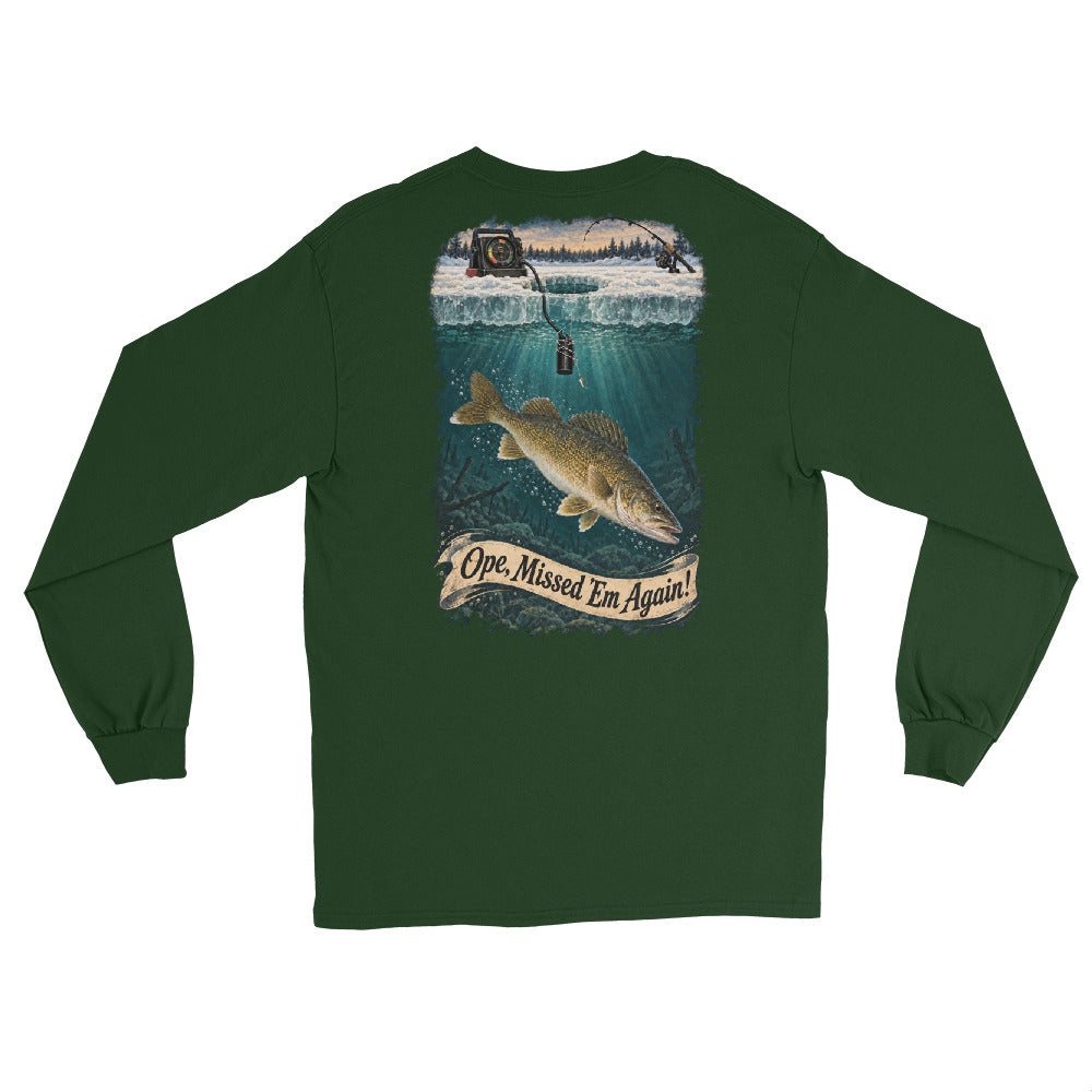 O’MEA™ Walleye — Sonar Tangle — Long Sleeve, forest green, back 