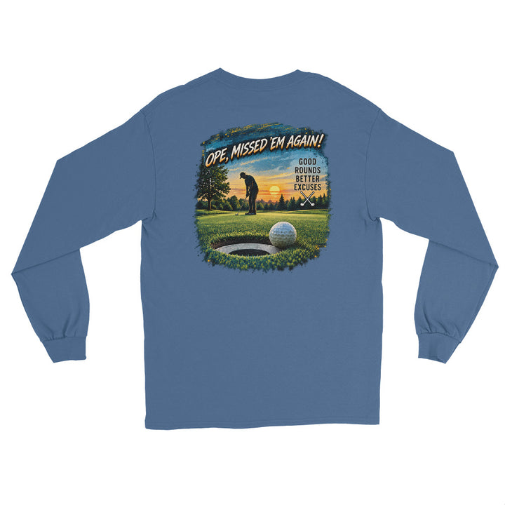O’MEA™ Golf — Near-Miss Putt — Long Sleeve, indigo blue, back 