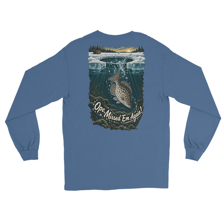 O’MEA™ Crappie — Back Down the Hole — Long Sleeve, indigo blue, back 