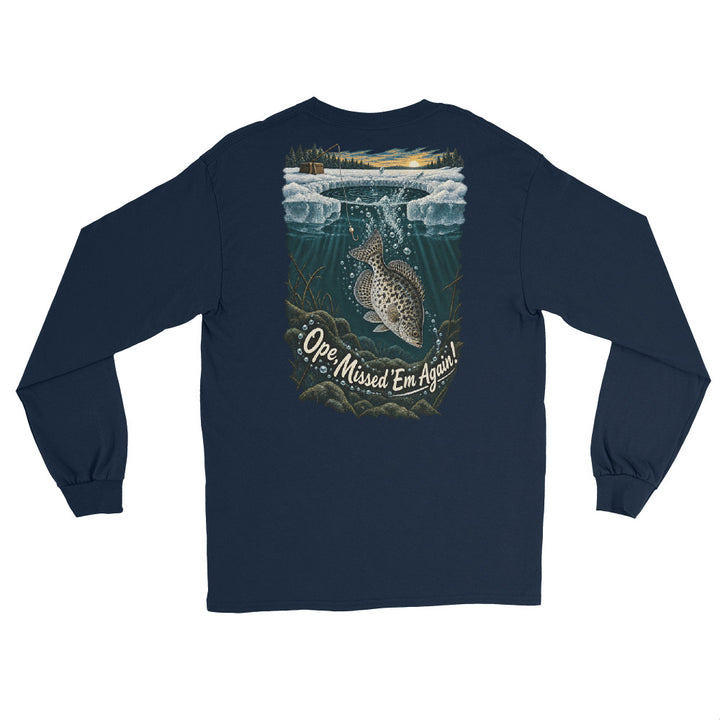 O’MEA™ Crappie — Back Down the Hole — Long Sleeve, navy, back 