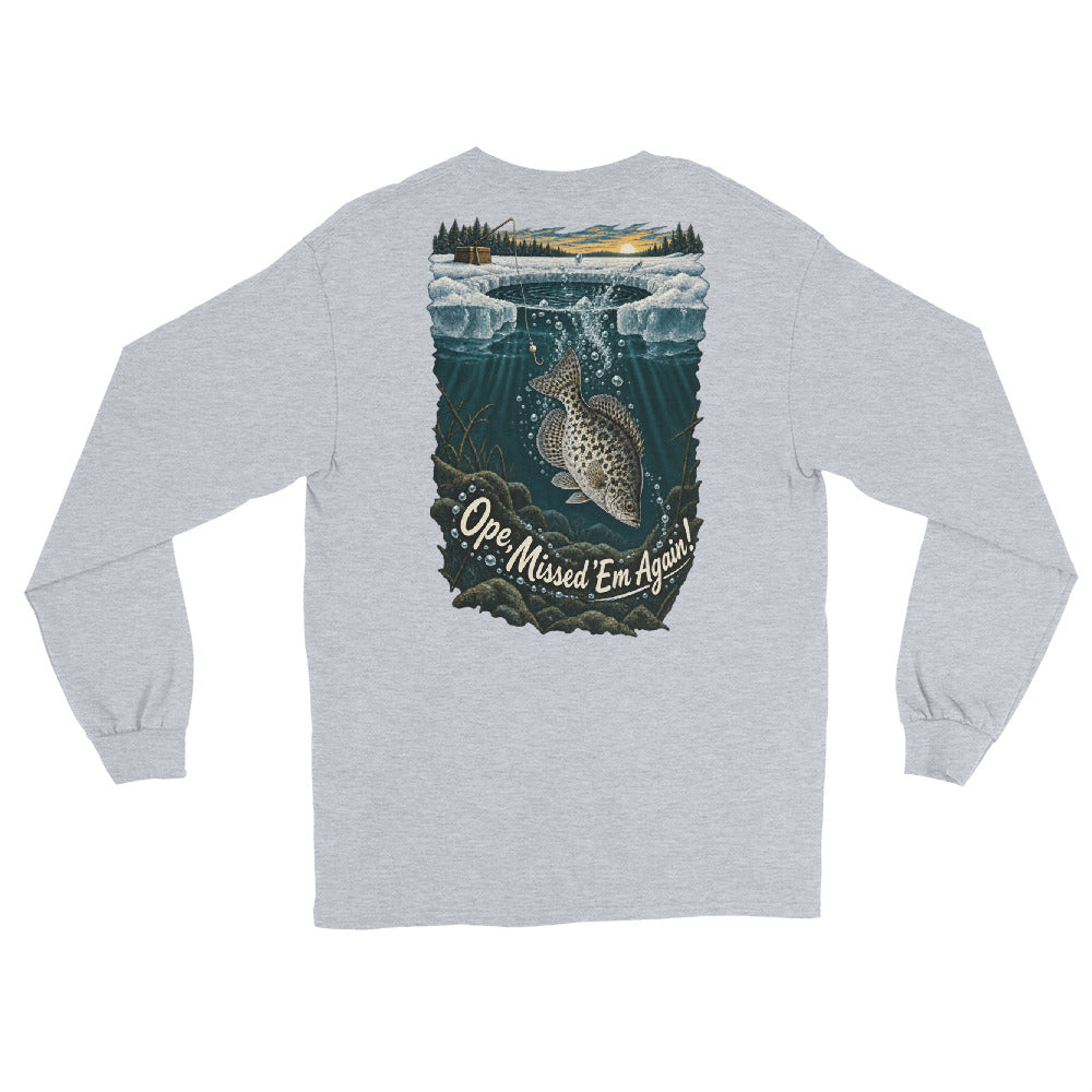 O’MEA™ Crappie — Back Down the Hole — Long Sleeve, sport grey, back 