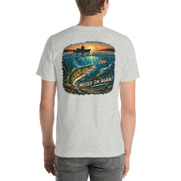 O’MEA™ Walleye — Missed Bait — Premium Tee, athletic heather, back 
