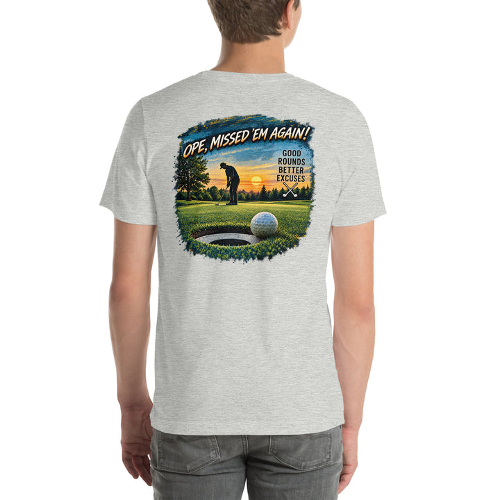 O’MEA™ Golf — Near-Miss Putt — Premium Tee, athletic heather, back 