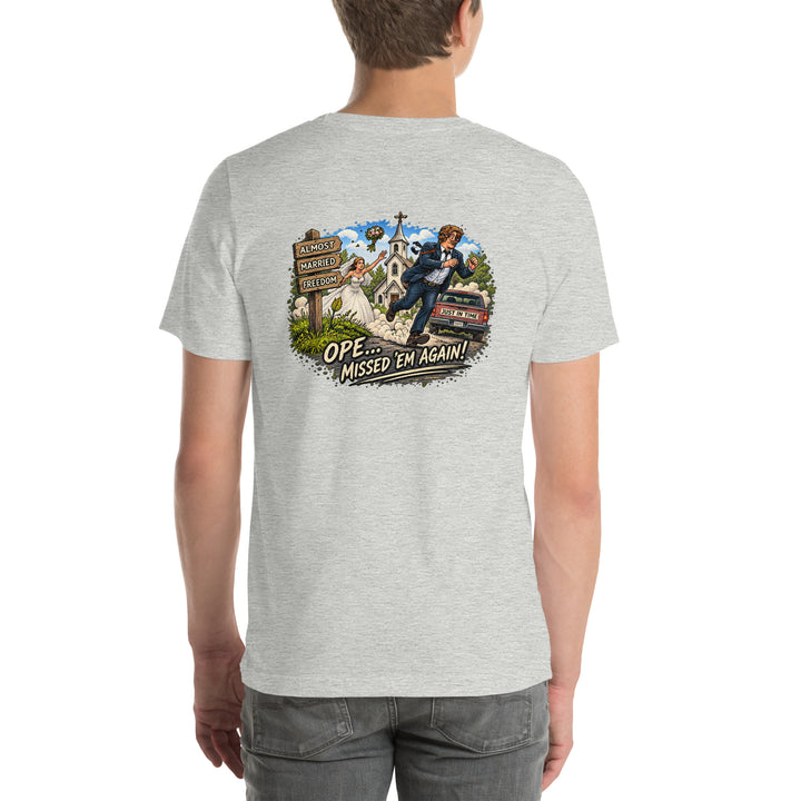 O’MEA™ Almost Married — Premium Tee, athletic heather, back 