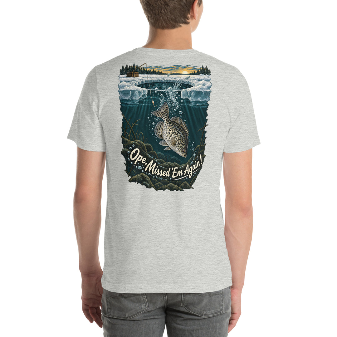 O’MEA™ Crappie — Back Down the Hole — Premium Tee, athletic heather, back 