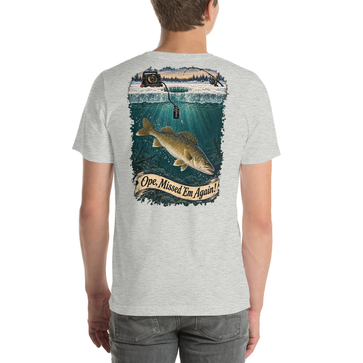 O’MEA™ Walleye — Sonar Tangle — Premium Tee, athletic heather, back 