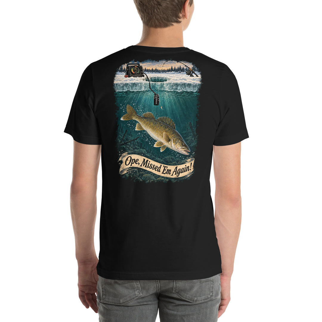 O’MEA™ Walleye — Sonar Tangle — Premium Tee, black, back 