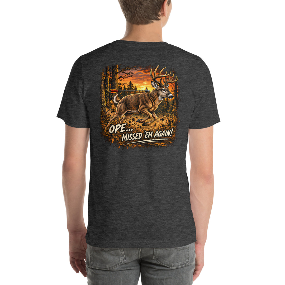 O’MEA™ Whitetail — Premium Tee, dark grey heather, back 