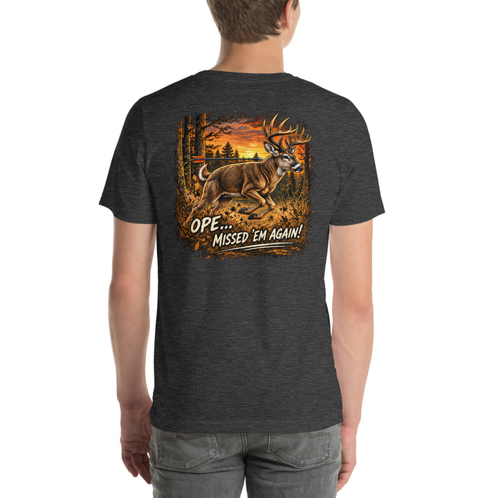 O’MEA™ Whitetail — Premium Tee, dark grey heather, back 