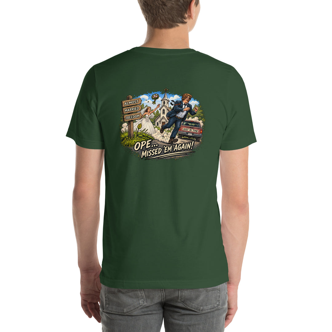 O’MEA™ Almost Married — Premium Tee, forest, back 