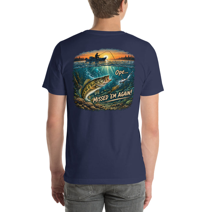 O’MEA™ Walleye — Missed Bait — Premium Tee, navy, back 